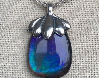 Ammolite Pendant - Blue with Hints of Teal and Purple - Please Read Description