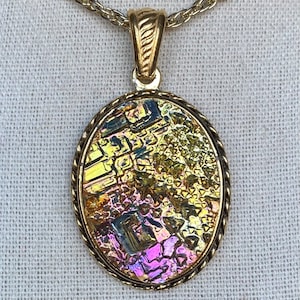Bismuth Pendant - Pink and Gold Colors!  MUST Read Description