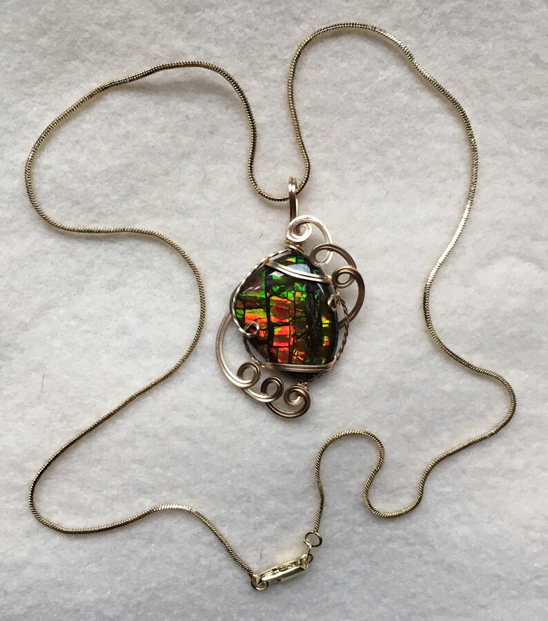 Ammolite Pendant Stained Glass Pattern image 4