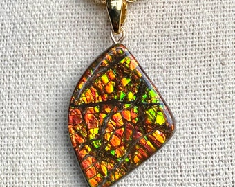 Ammolite Pendant - Bright Autumn Colors - Plesse Read Description