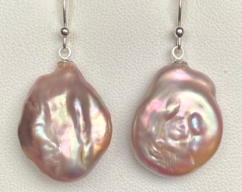 Large Keshi Pearl Earrings - Lovely Pastel Colors - Please See All Photos and Read Description