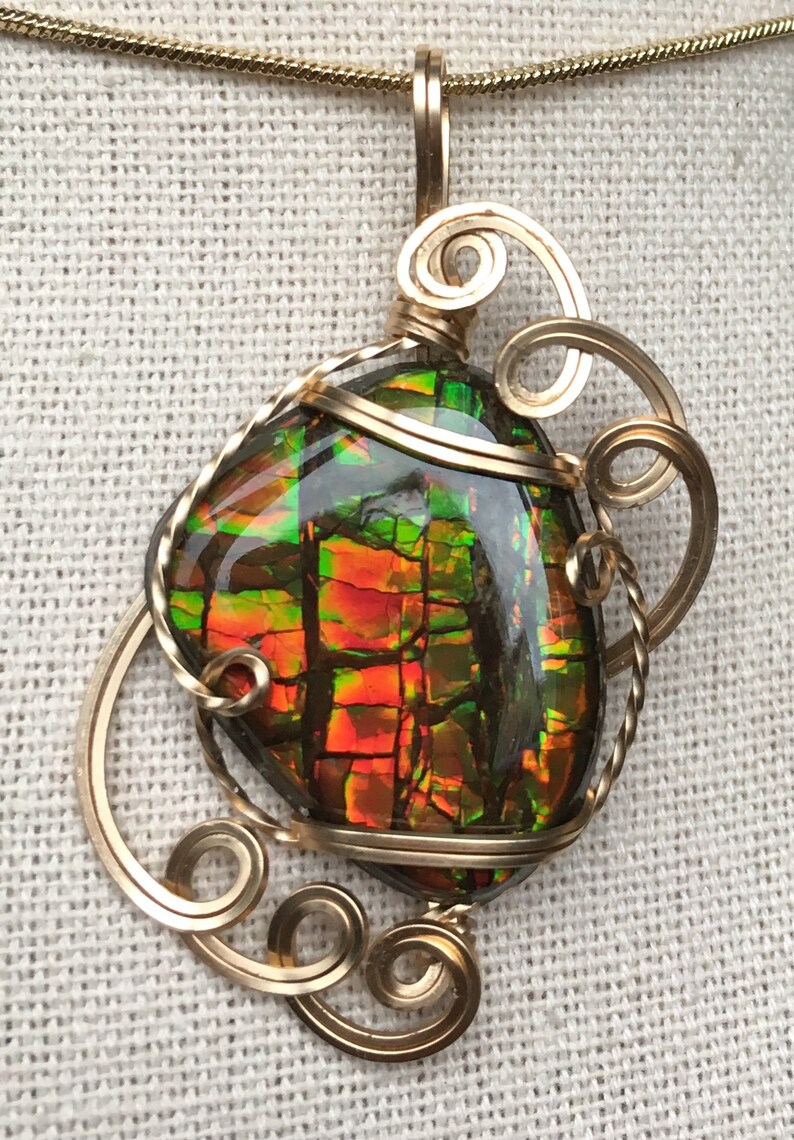 Ammolite Pendant Stained Glass Pattern image 2