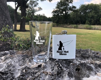 Sportsman Super Combo: Set includes both the &#39;Reel Hot Mess&#39; Glass and Flask. (Best Value)
