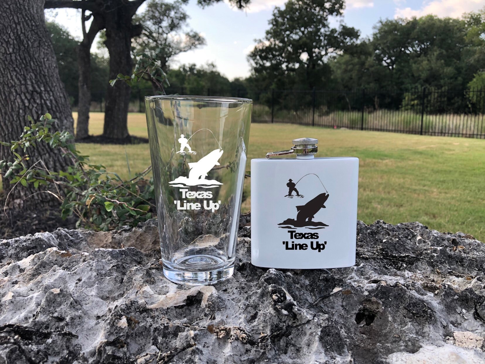 Sportsman Super Combo: Set includes both the 'Texas Line-Up' Glass and Flask. (Best Value)