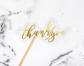 THANK YOU stickers / wedding favor stickers, envelope seals / Clear foiled real gold, rose gold or silver print / matt or glossy vinyl