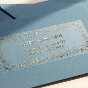 Gold foil Guest Address Labels with celestial frame