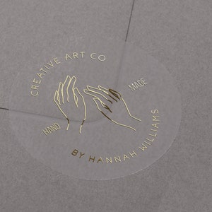 Handgefertigte Firmen Aufkleber mit personalisiertem Geschäftsnamen. Vielen Dank für Ihre Bestellung Etiketten. Gold, Roségold, Silber vereister Aufkleber