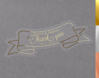 Personalized Foiled Wedding Thank You Stickers, Semi Clear Labels