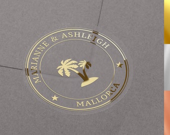 Folien-Palmen-Hochzeits-Aufkleber, personalisierte Umschlagsiegel
