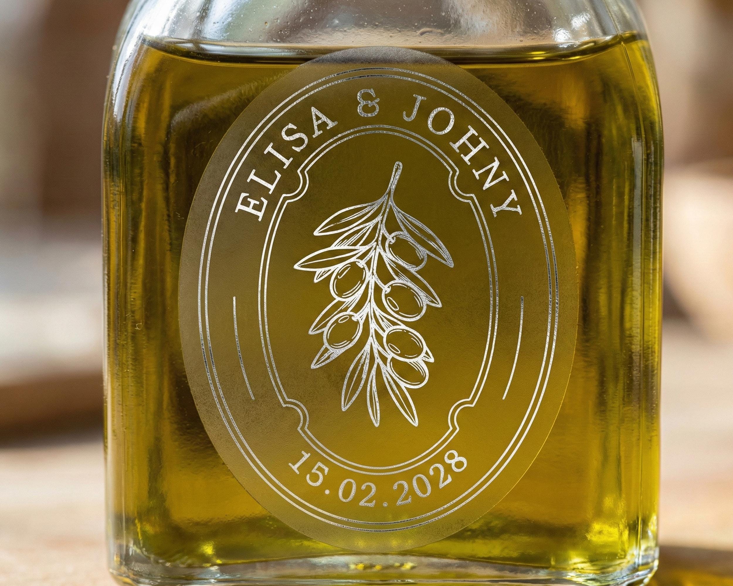 Olive Oil Labels For Wedding Favors Clear Oval Custom Il 5q32 
