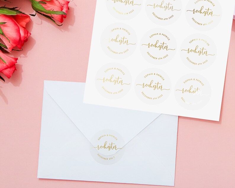 Wedding Stickers. Foiled Personalised Surname Envelope Seals. Etsy