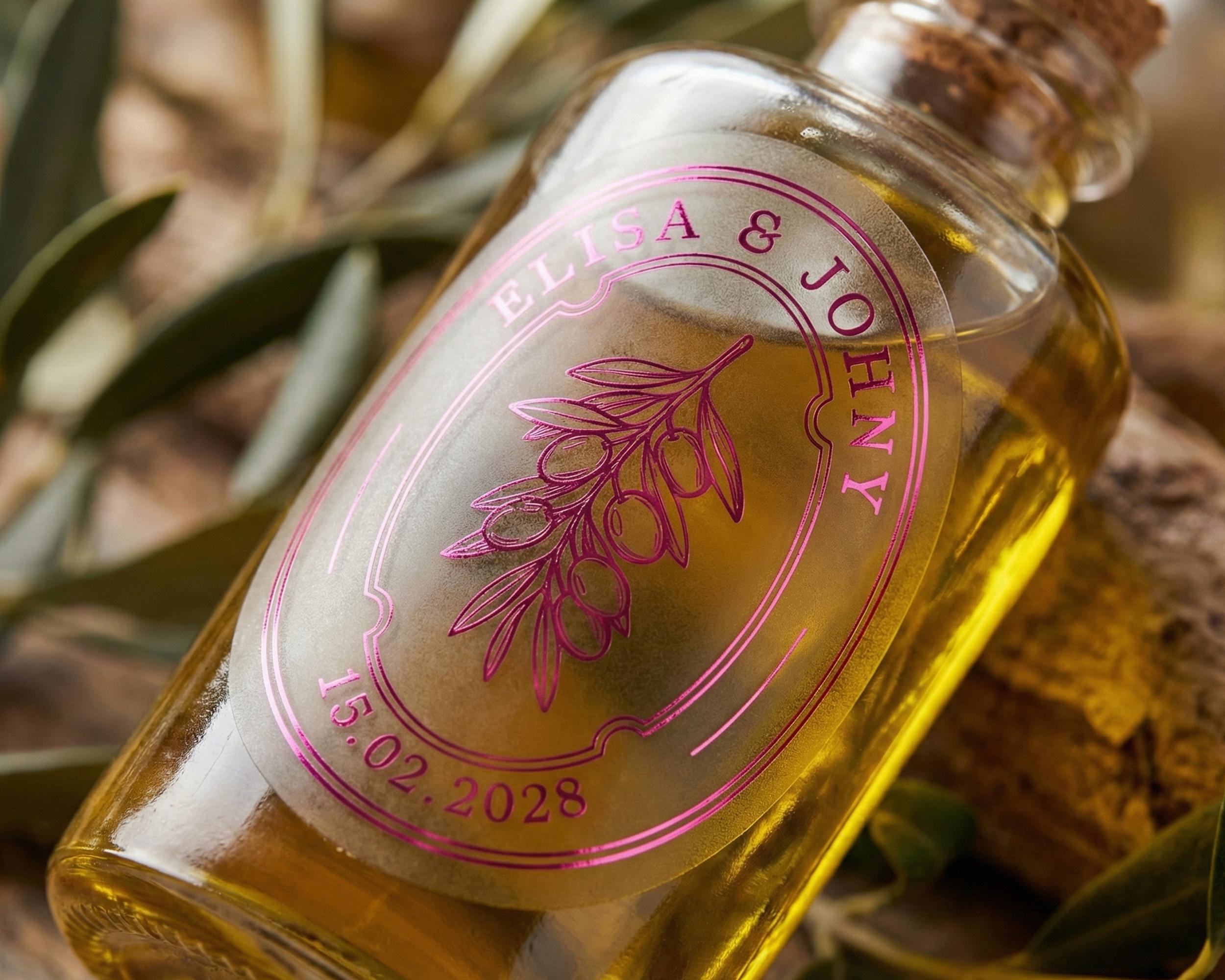 Olive Oil Labels For Wedding Favors Clear Oval Custom Il 64fh 