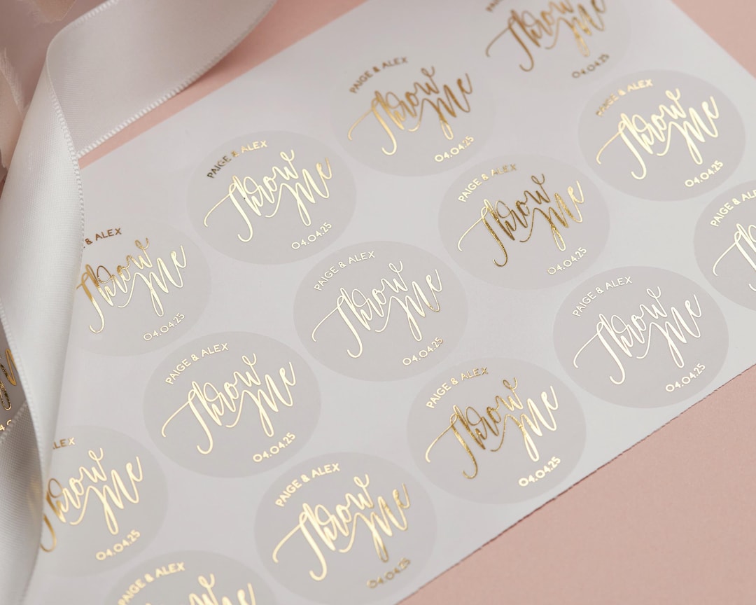 Gold Foil Wedding Confetti Stickers, Personalized Throw Me Labels - Etsy