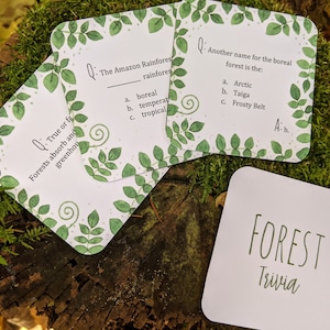 Tarjetas de trivia del bosque / Educación en el hogar imprimible / Juego