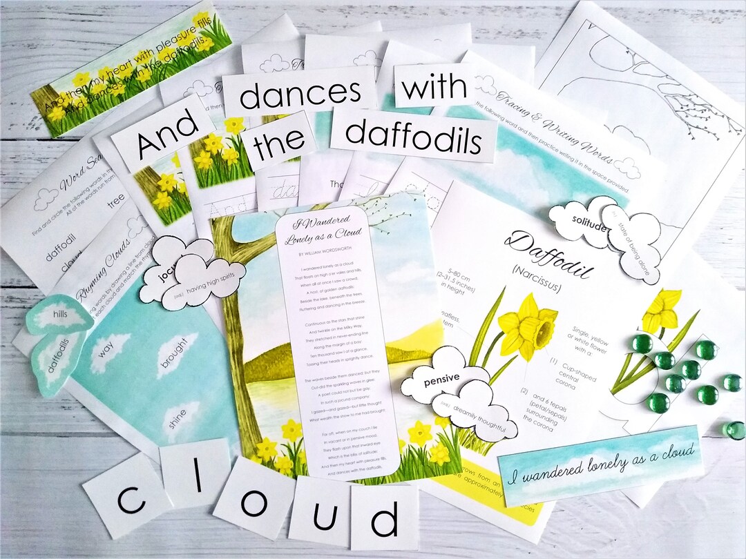 I Wandered Lonely as a Cloud daffodils Poetry Pack Homeschool Printable Etsy