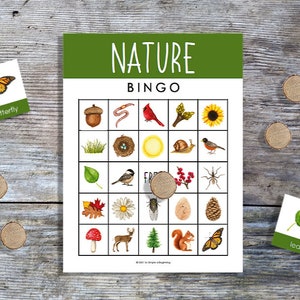 Bingo da Natureza | 20 Cartas de Jogo Únicas | Jogos para Imprimir