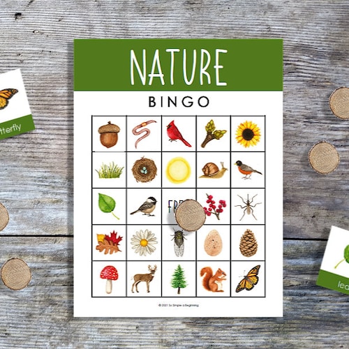 Nature Bingo 20 Unique Game Cards Printable Games - Etsy
