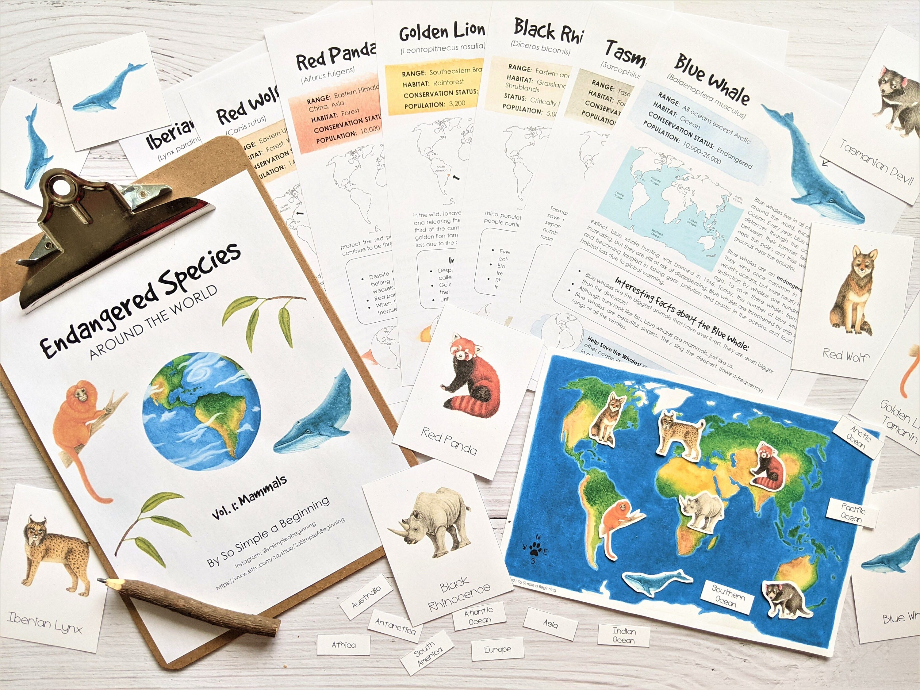Endangered Species Around the World Vol. 1: Mammals | Etsy
