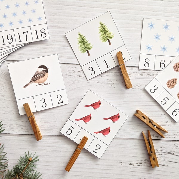 Winter Count & Clip Cards | Homeschool Printable | Math