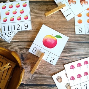 Tarjetas para contar y recortar de otoño / Imprimibles para educación en casa / Matemáticas / Otoño
