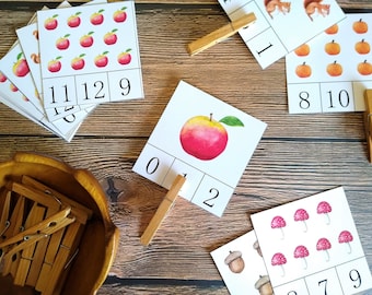 Autumn Count & Clip Cards | Homeschool Printable | Math | Fall