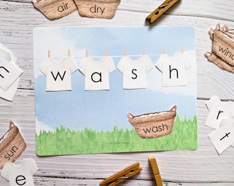 Laundry Line Letters | Spelling | Homeschool Printable