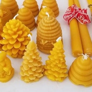 Christmas Tree Beeswax Candle 100% pure beeswax from my hives Pine Tree long lasting clean dripless smokeless  hypoallergenic all natural