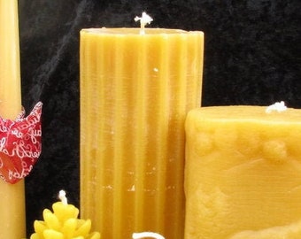 100% pure beeswax Pillar candle wax is from my bee hives in Western PA long lasting clean dripless smokeless  hypoallergenic all natural