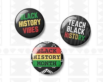 Black History Month Pin Button Trio | Black History Vibes | Leer Black History-accessoires