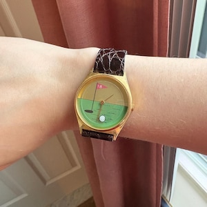 Golf Uhr Spielball ARBEITSZUSTAND Lederband Unisex Uhr