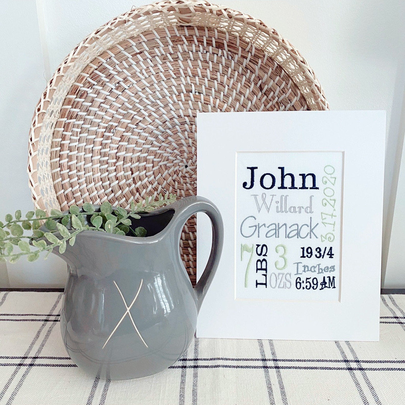 Custom Embroidered Birth Announcement Etsy