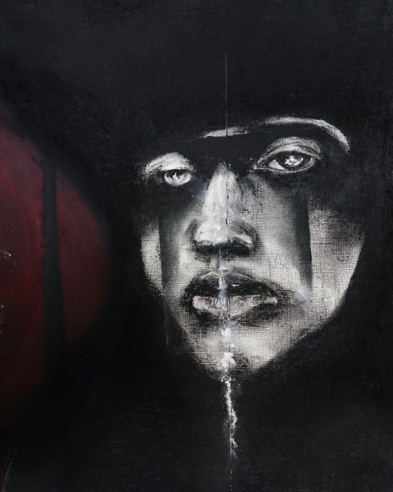 Original Painting Dark Wall Art Charcoal Painting Surreal Etsy