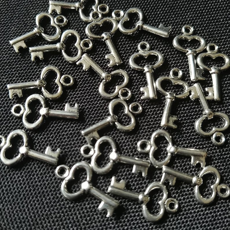 20 Skeleton key charm charm for bracelet heart key