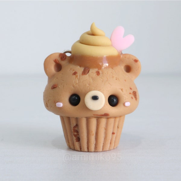 Cupcake oso de chocolate de arcilla polimérica