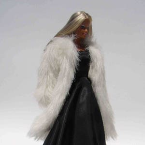 B1-08- Black Evening Gown and coat for Barbie, Silkstone, Fashion Royalty, Poppy Parker, Nu Face & similar 11.5 to 12&#39;&#39; fashion dolls