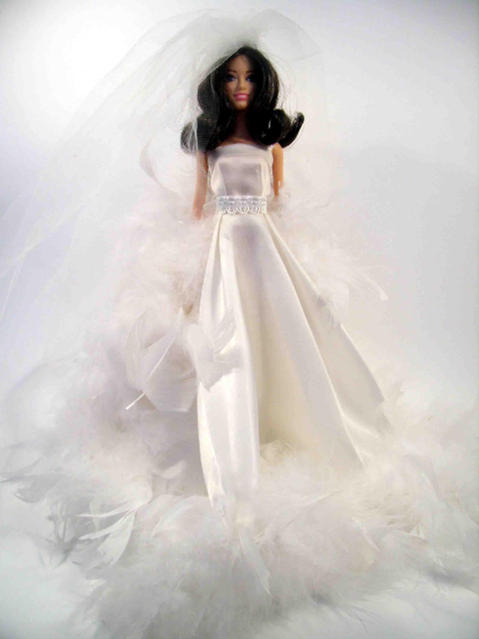 W1-09 White Wedding Gown for Barbie, Silkstone, Fashion Royalty, Poppy Parker & Similar 11.5 to