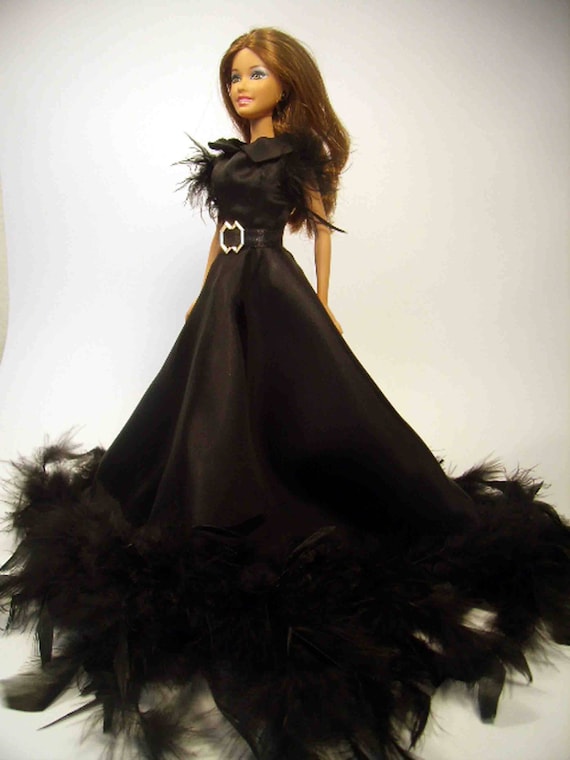 B3 01 Black Evening Gown for Barbie Silkstone Fashion Royalty Poppy Parker Nu Face similar 11.5 to 12 inches fashion dolls
