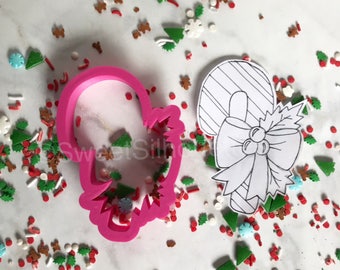 Holly Bow Candy Cane Cookie Cutter