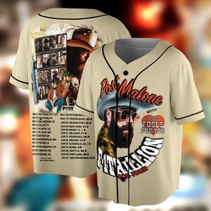 Camiseta de béisbol Jelly Roll de Post Malone, camiseta de la gira de conciertos Music Western 2025, gira de Post Malone, gira Big Ass Stadium, gira de Posty 2025
