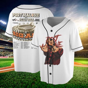 Camiseta de béisbol de la gira Jelly Roll de Post Malone, camiseta personalizada de la gira Big Ass Stadium de Post Malone y Jelly Roll 2025