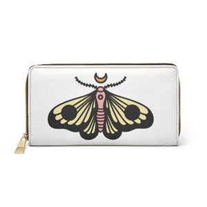 Cartera con cremallera de mariposa bohemia, cartera de cuero artística, regalo para ella, cartera floral, uso diario, accesorios bonitos