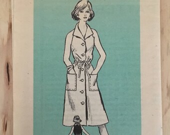 1970's Mail Order Pattern 4705 sleeveless shirt dress sewing pattern with a belted waist Size 12 Bust 34"