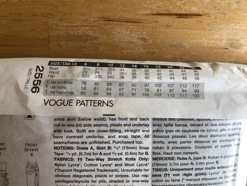 Vogue Pattern 2556 Issey Miyake Vogue Designer Original Sizes 8-10 12 Bust 31 12-32 12-34 Factory Folded Dress or skirt