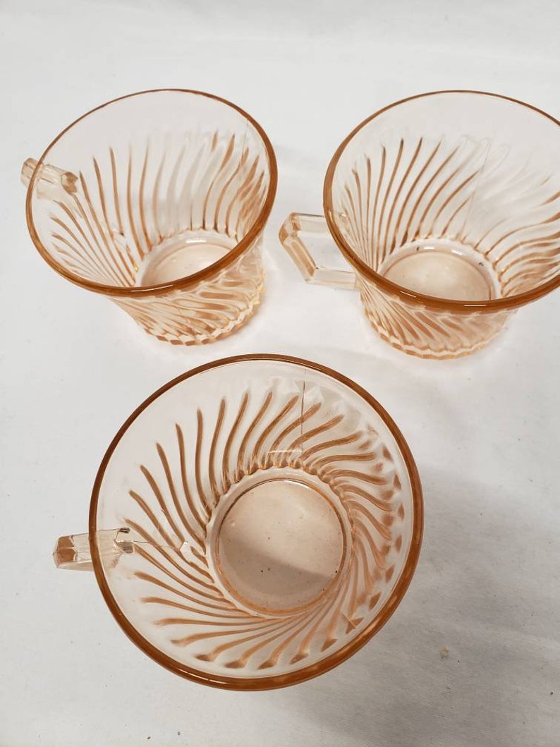 Vintage Pink Depression Glass Tea Cups Federal Glass Diana Etsy