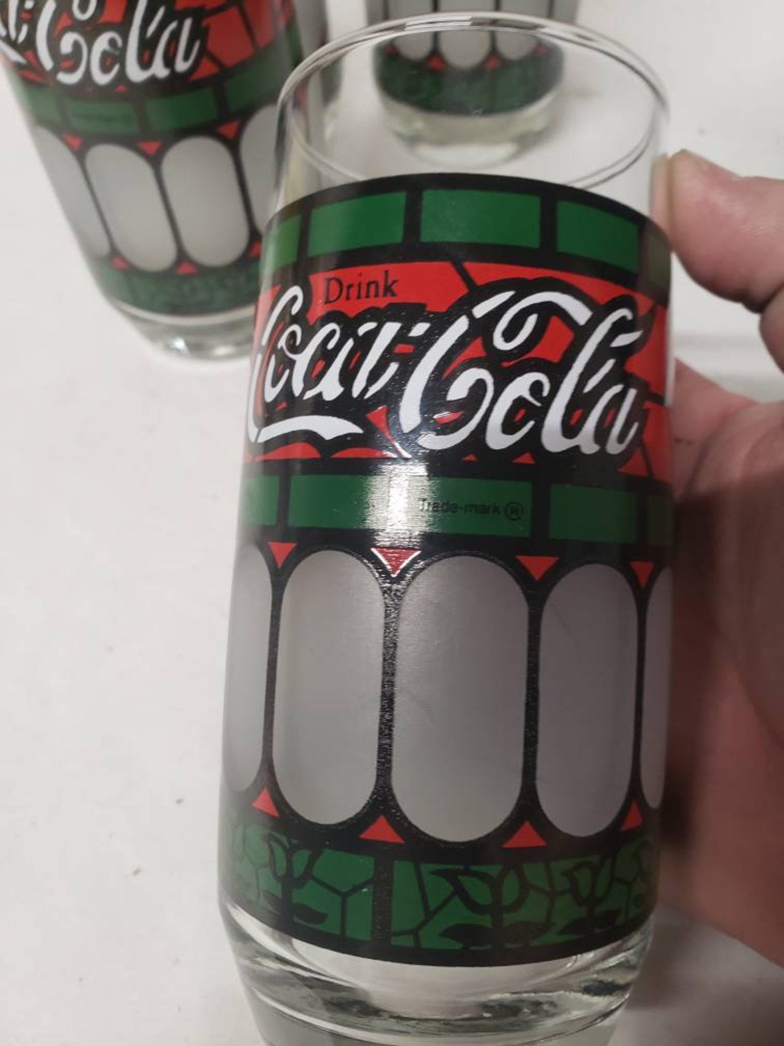 tiffany style coca cola glasses