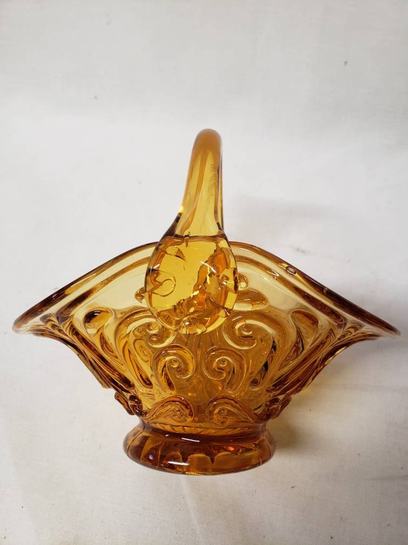 Vintage Amber Tiara Glass Basket Indiana Glass Basket Etsy