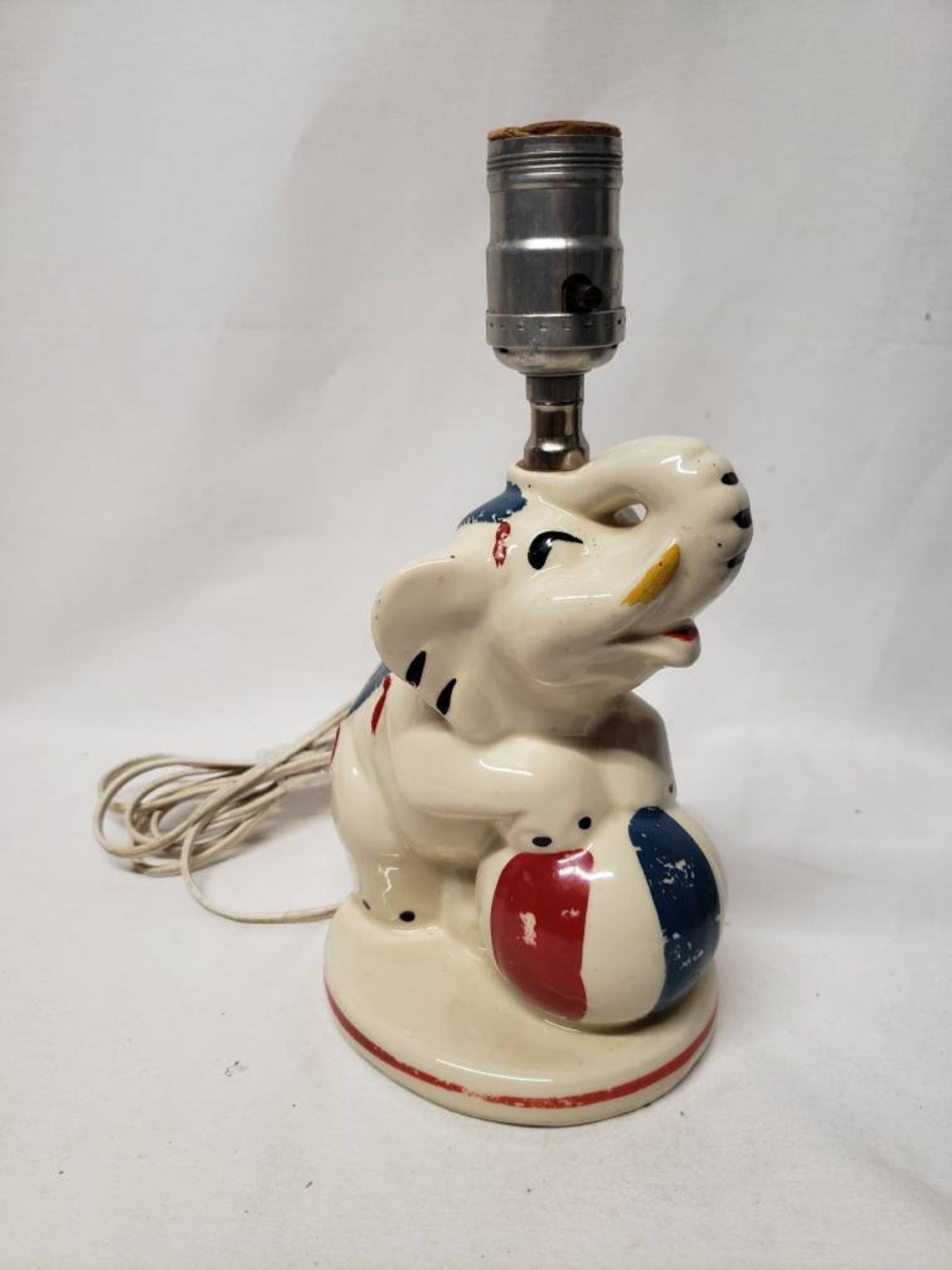 Vintage Elephant Table Lamp Ceramic nursery lamp mid century Etsy