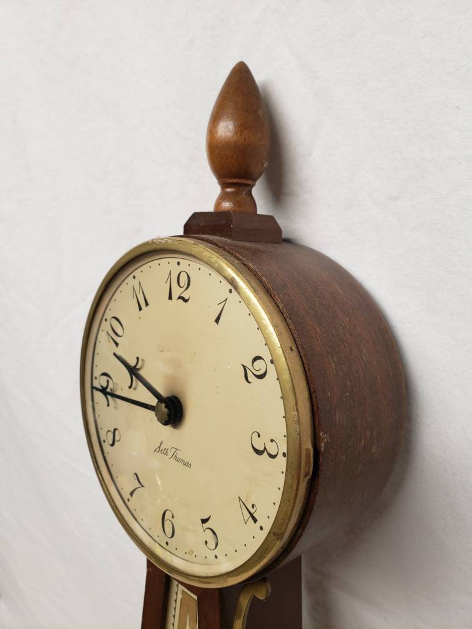 Vintage MCM Seth Thomas Banjo Clock Honestead Design Wood and Etsy