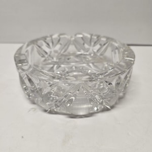 Vintage Imperlux Lead Crystal Ashtray Cigar Tray Relish Dish , Very Heavy