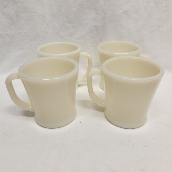 Vintage Fireking coffee mugs, Anchor Hocking white glasses, set of 4